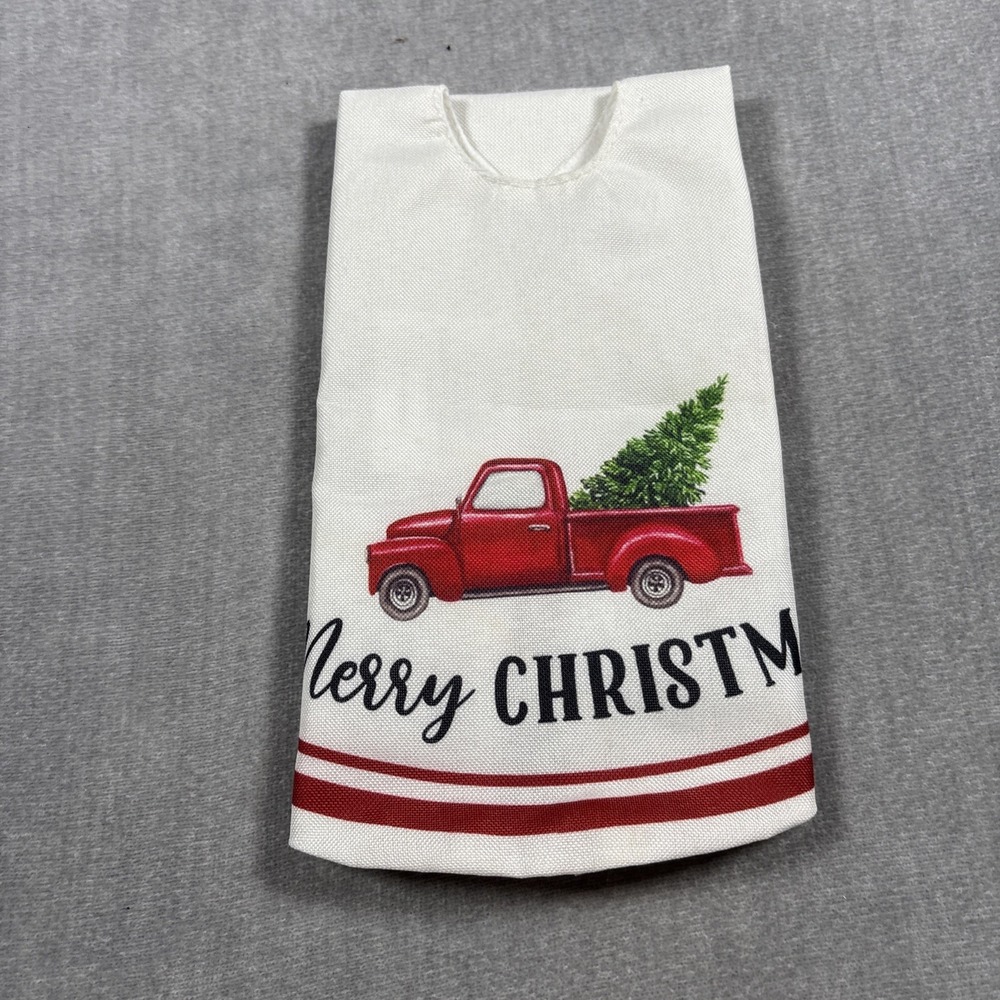Holiday Time White Red Trim Mini Tree Skirt Merry Christmas Truck Decor